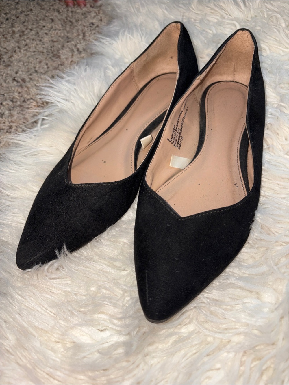 a new day Black Pointed-Toe Suede-Look Flats